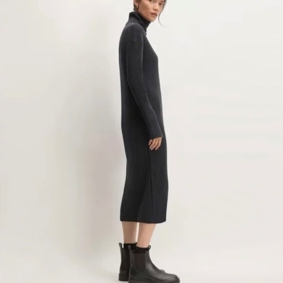 EVERLANE Wool Blend Ribbed Midi Dress Turtleneck Minimalist Preppy XX-Small XXS - Picture 5 of 16